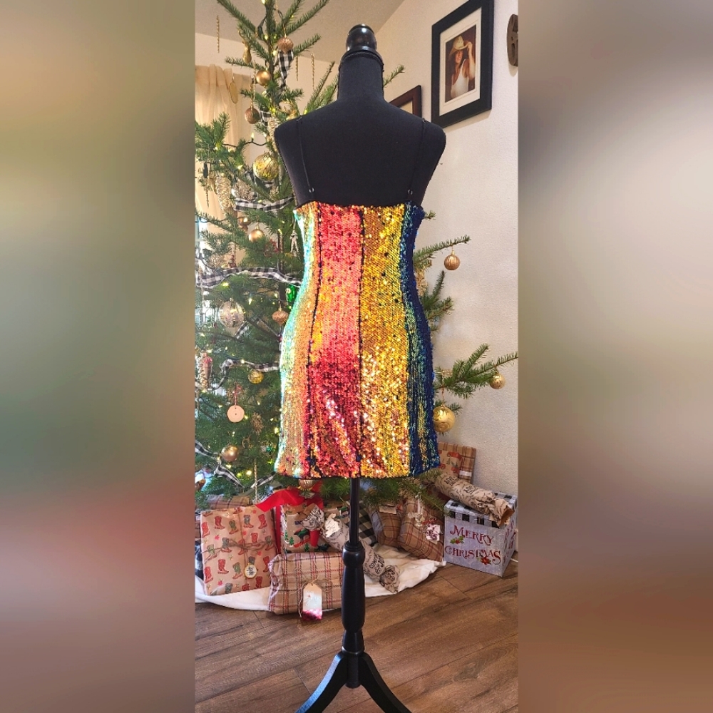 Forever 21 Colorful Sequin Backless Dress - Picture 3 of 6